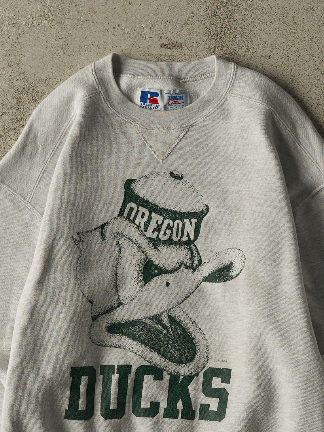 Vintage 90s Heather Grey Russell Athletic University of Oregon Ducks x Disney Crewneck (M)