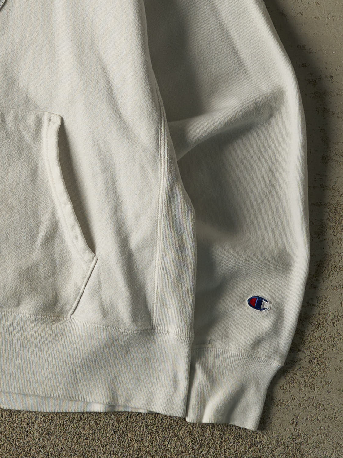 Vintage Y2K White Champion Reverse Weave Harvard University Chenille Embroidered Hoodie (L)