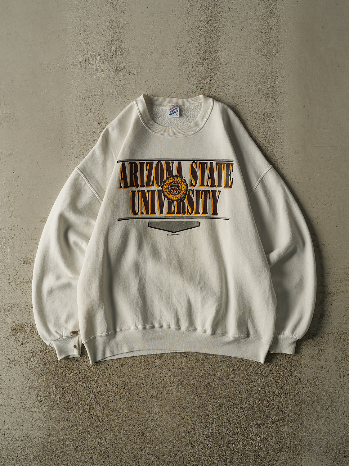 Vintage 90s White Arizona State University  Crewneck (L/XL)