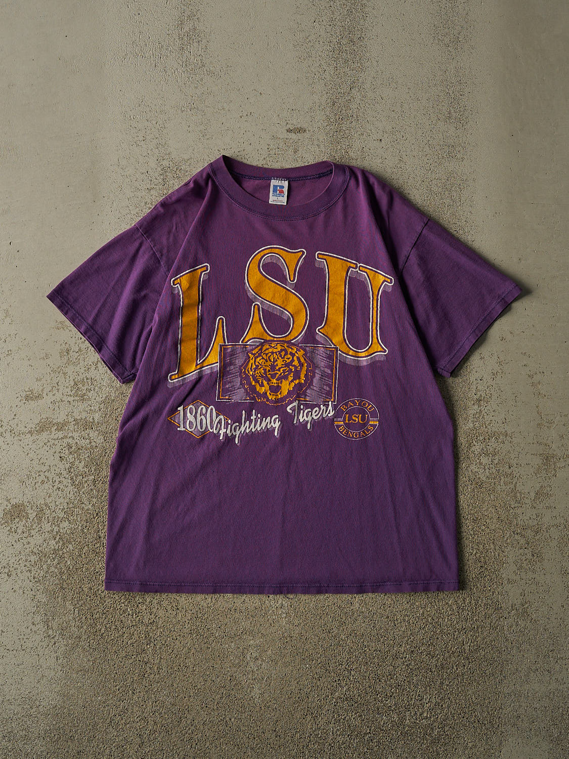 Vintage 90s Purple Russell Athletic LSU Tee (L)