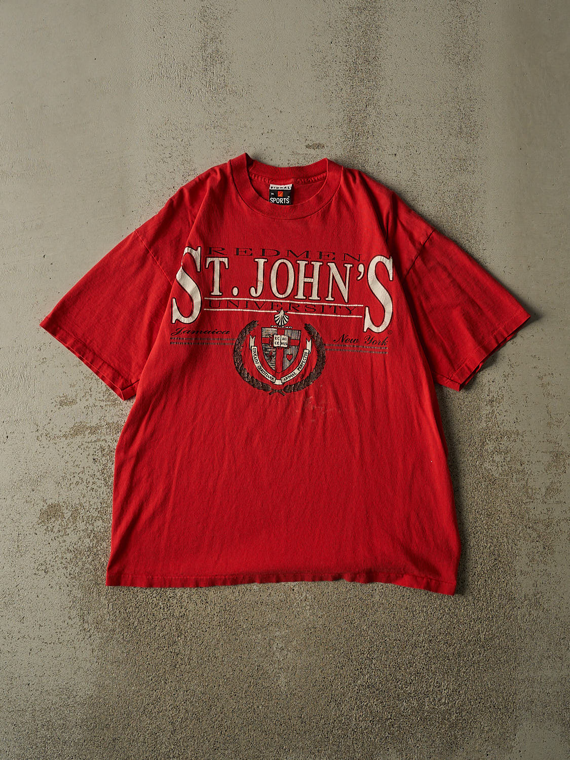Vintage 80s Red St John's University Single Stitch Tee (L/XL)