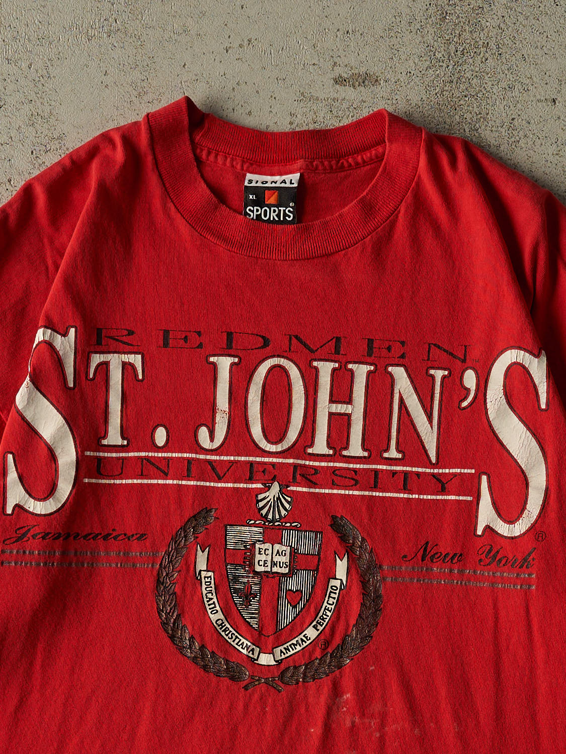 Vintage 80s Red St John's University Single Stitch Tee (L/XL)