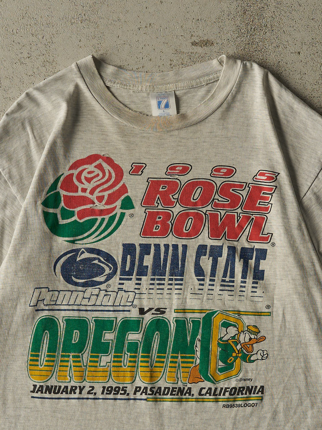 Vintage 95' Heather Grey RARE Rosebowl Oregon vs Penn State  Tee (L)