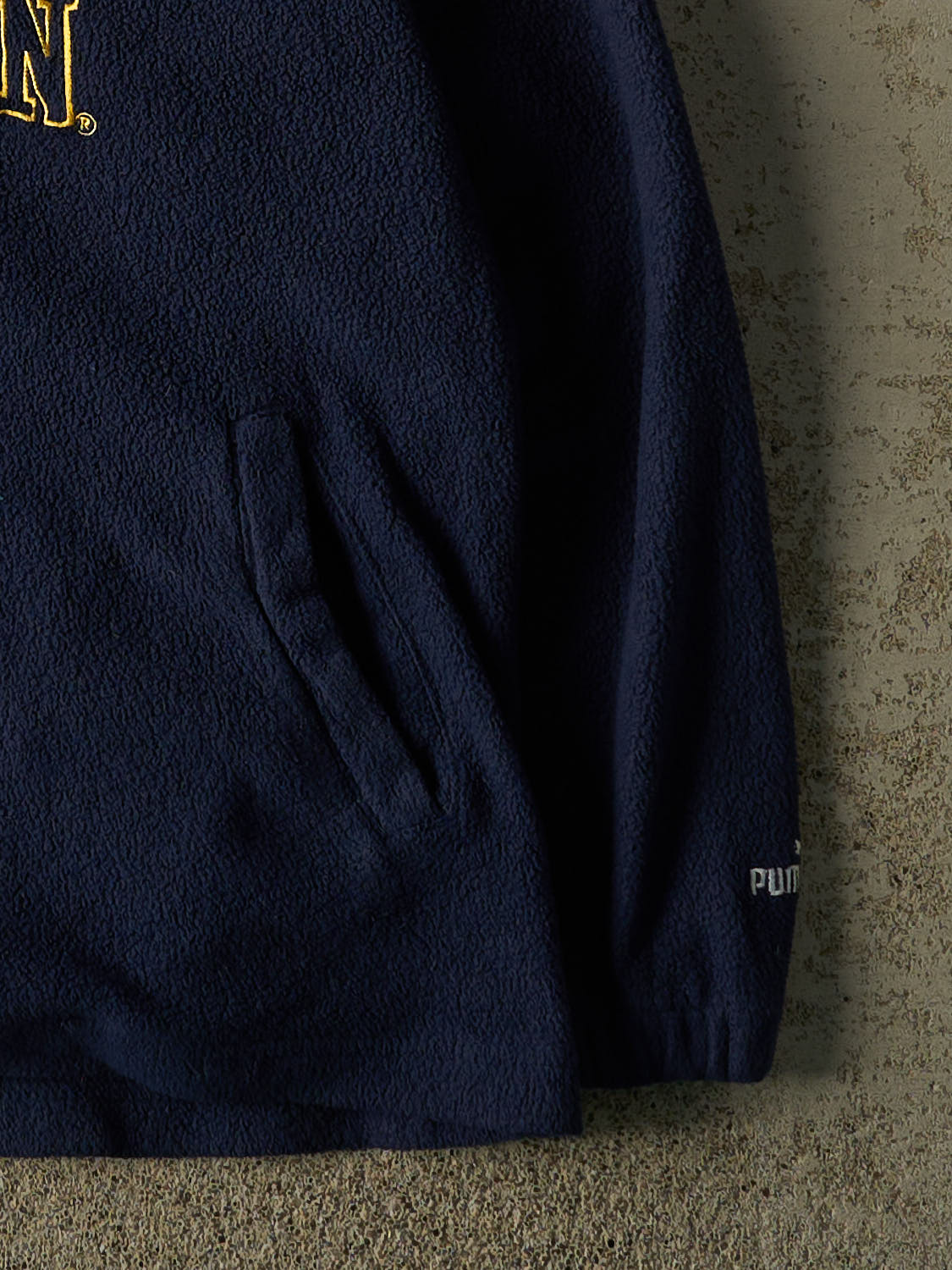 Vintage 90s Navy Blue University of Michigan Double Neck Quarter Zip Fleece (XS/S)