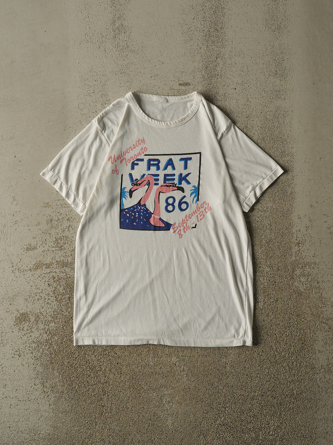 Vintage 86' White RARE University of Toronto Frat Week Single Stitch Tee (S/M)