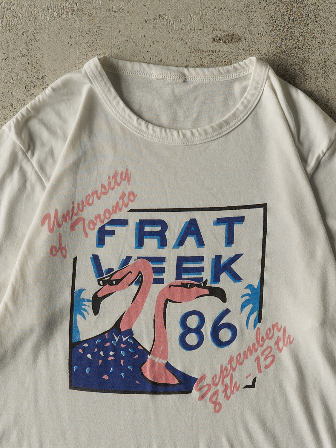Vintage 86' White RARE University of Toronto Frat Week Single Stitch Tee (S/M)