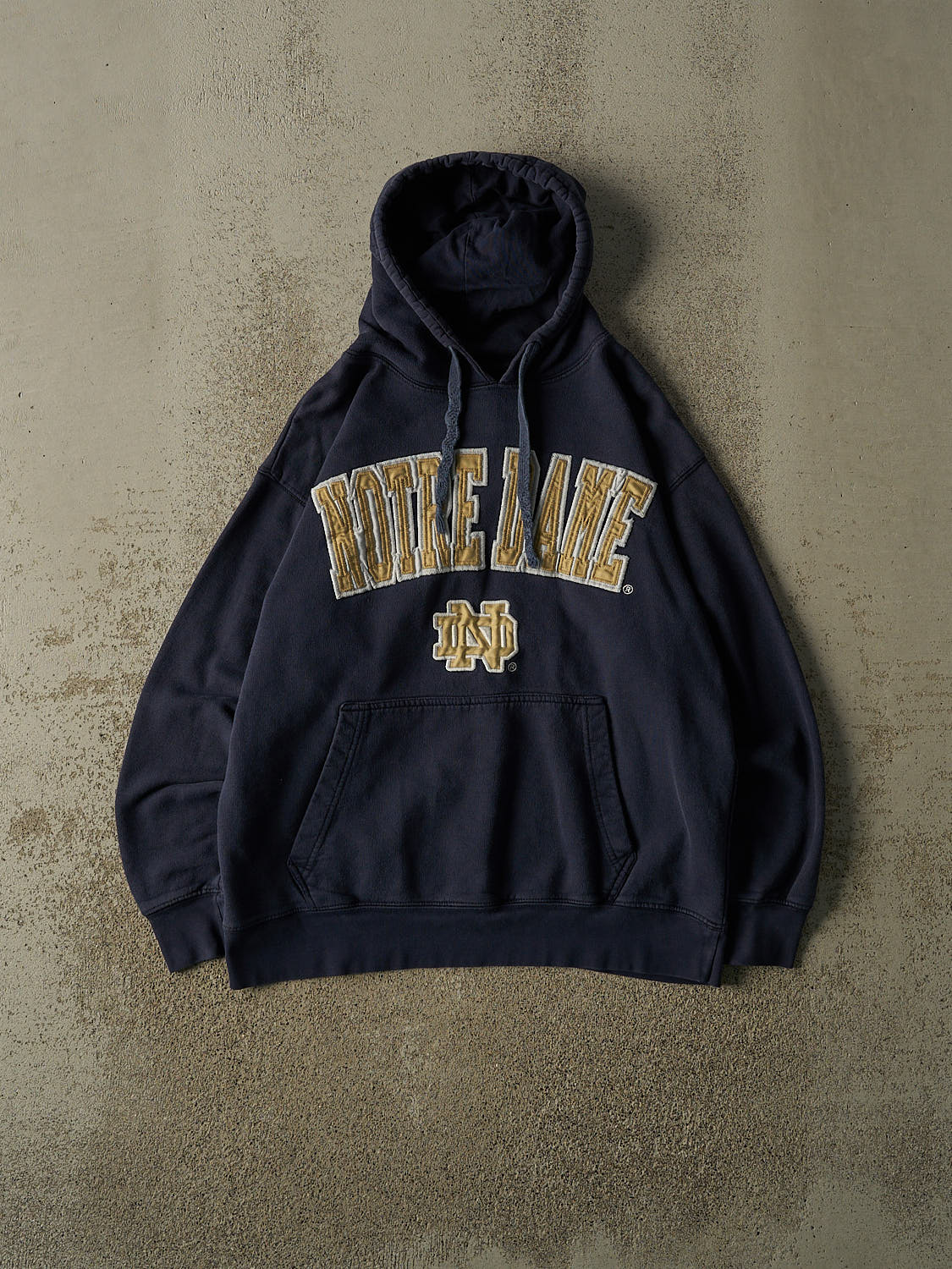 Vintage Y2K Navy Blue University of Notre Dame Embroidered Hoodie (S/M)