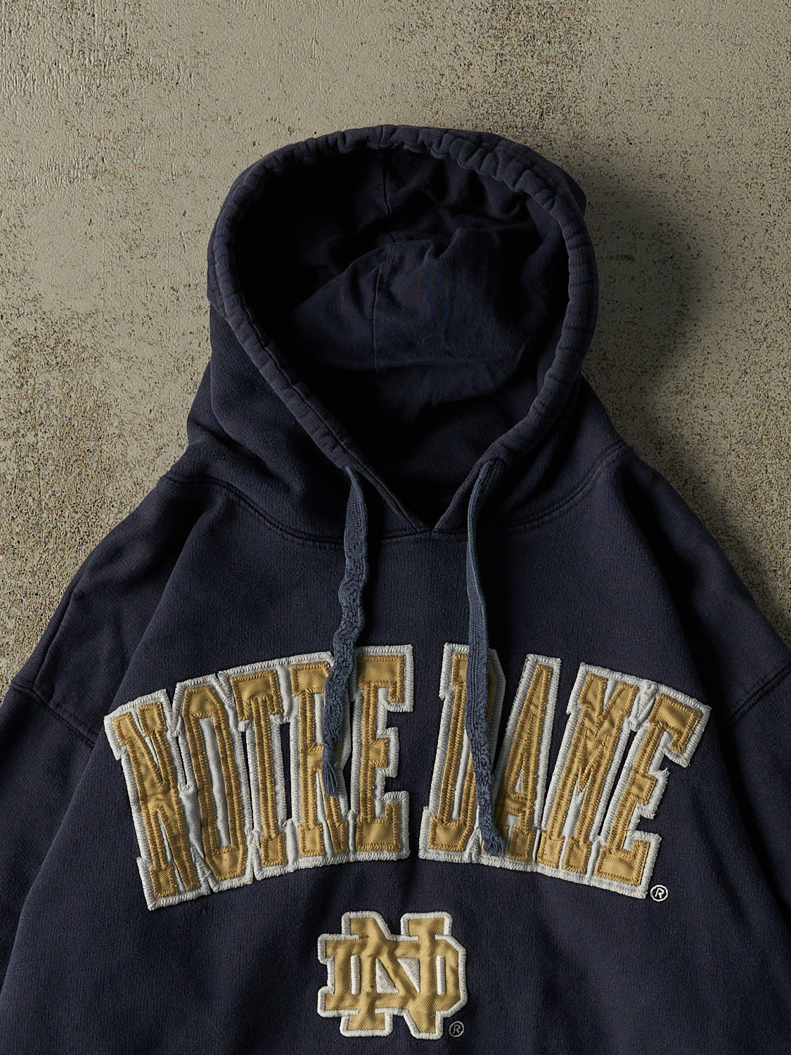 Vintage Y2K Navy Blue University of Notre Dame Embroidered Hoodie (S/M)