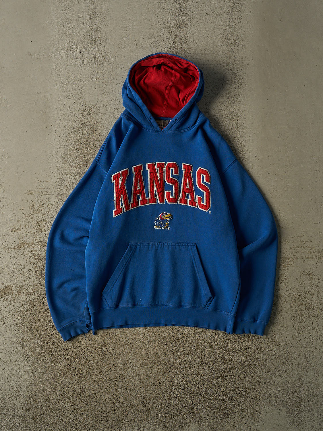 Vintage 90s Blue Kansas University Embroidered Hoodie (M)