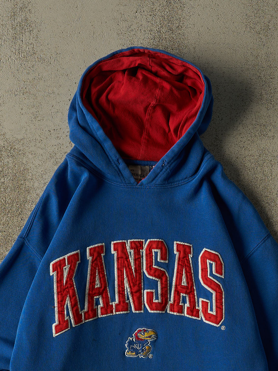 Vintage 90s Blue Kansas University Embroidered Hoodie (M)
