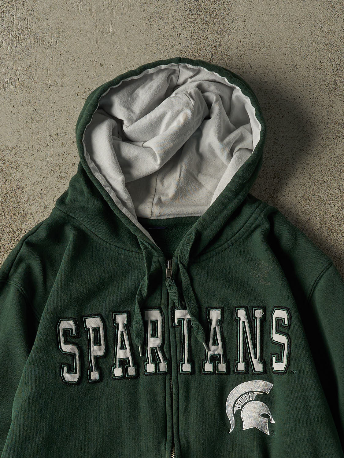Vintage 90s Green Michigan State University Spartans Zip Up Hoodie (S )
