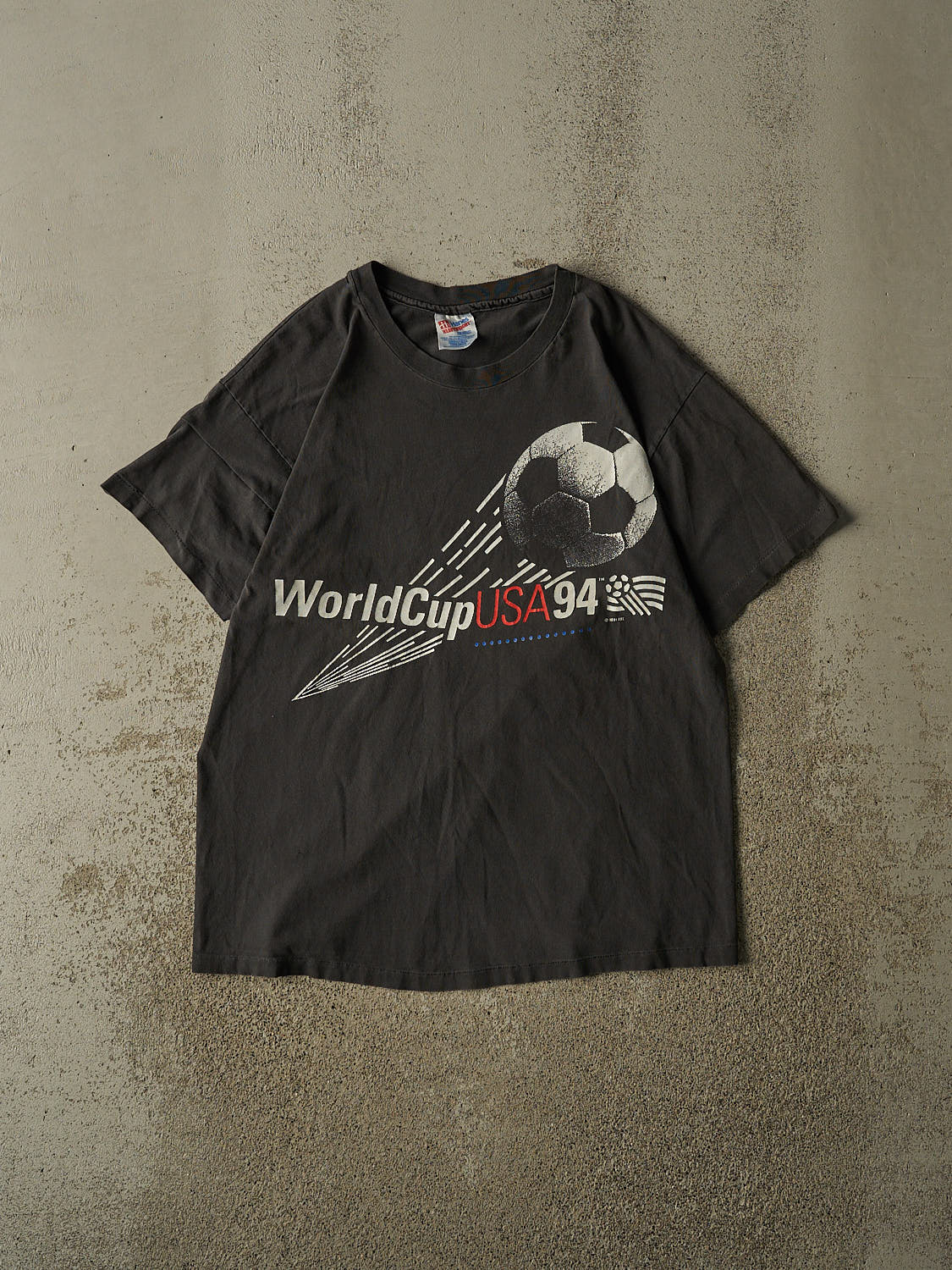 Vintage 94' Faded Black World Cup USA Single Stitch Tee (L)