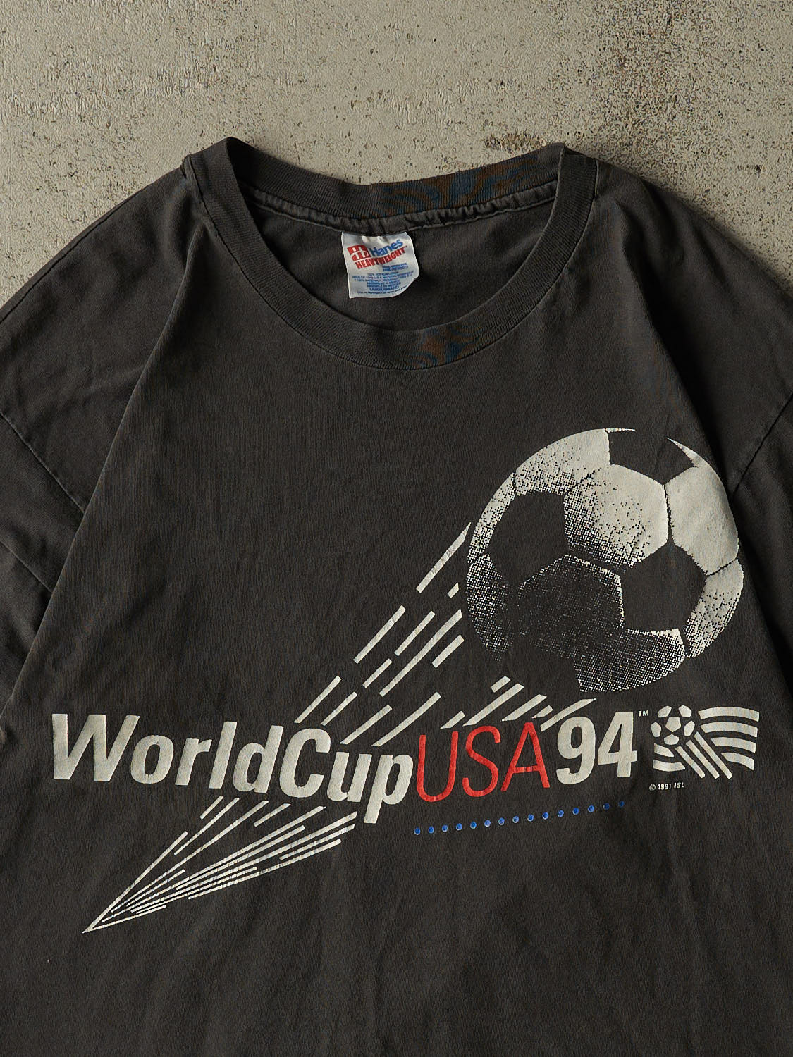 Vintage 94' Faded Black World Cup USA Single Stitch Tee (L)