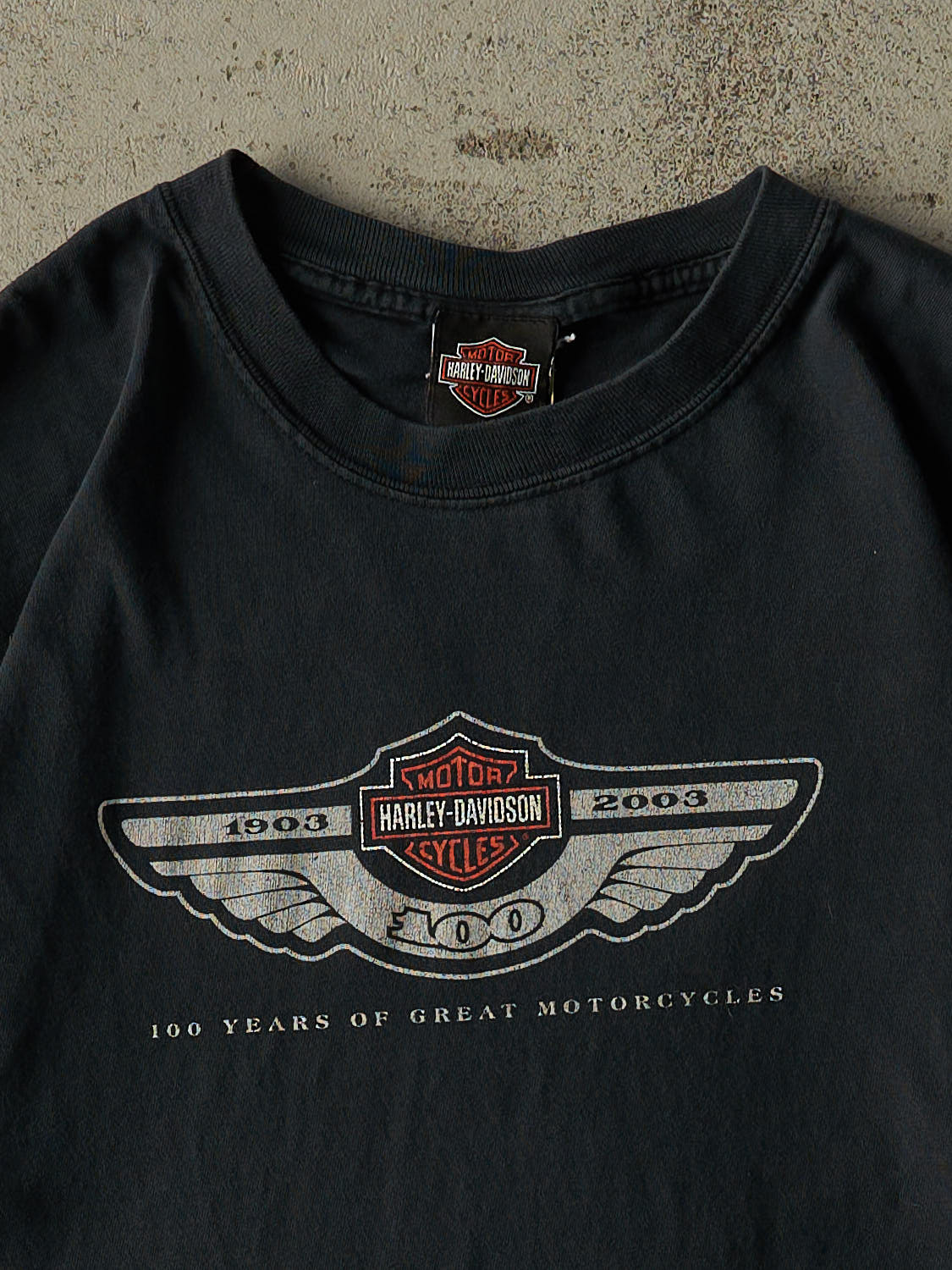 Vintage 03' Faded Black Harley Davidson Wauwatosa WI Tee (L)