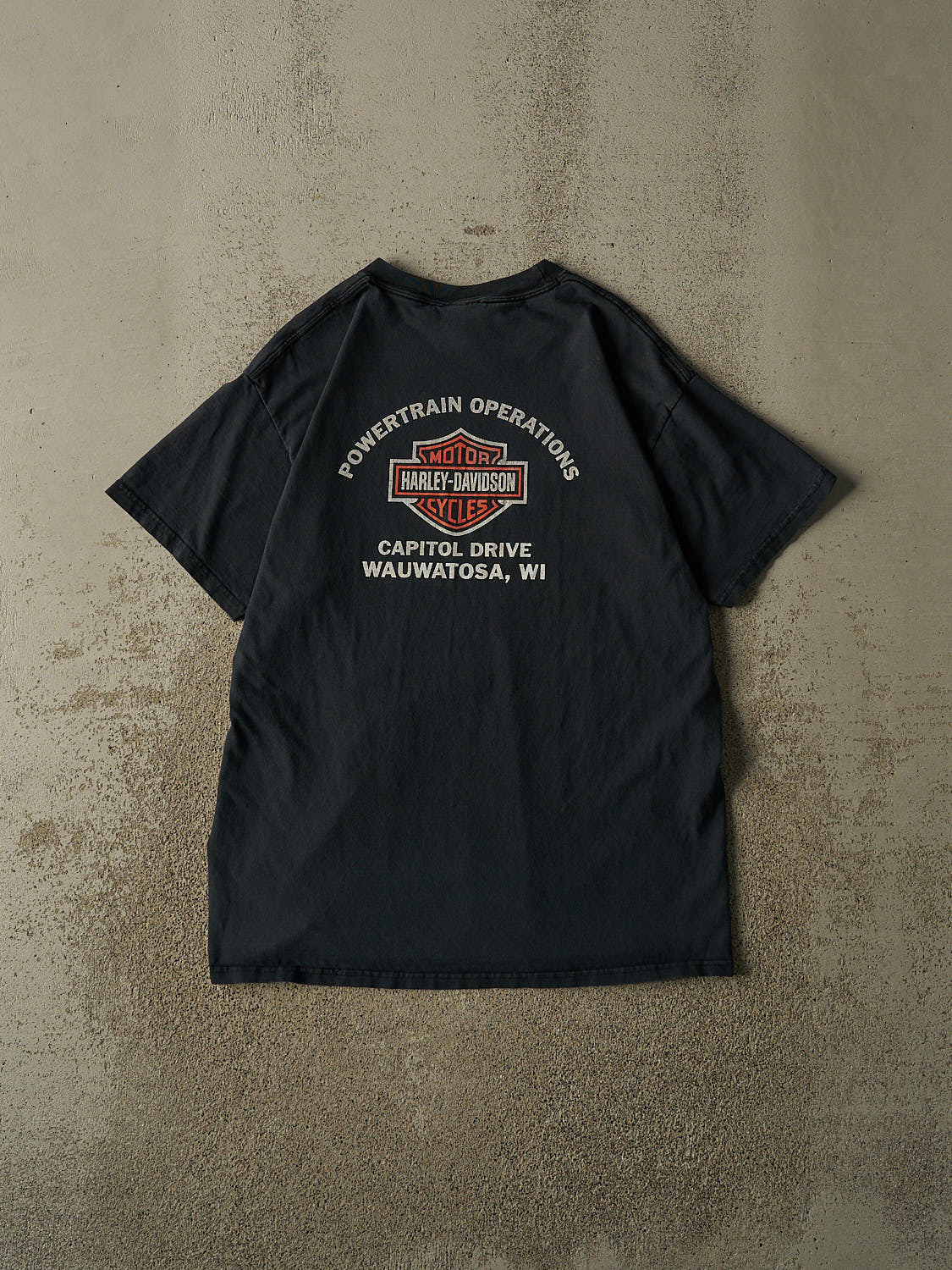 Vintage 03' Faded Black Harley Davidson Wauwatosa WI Tee (L)
