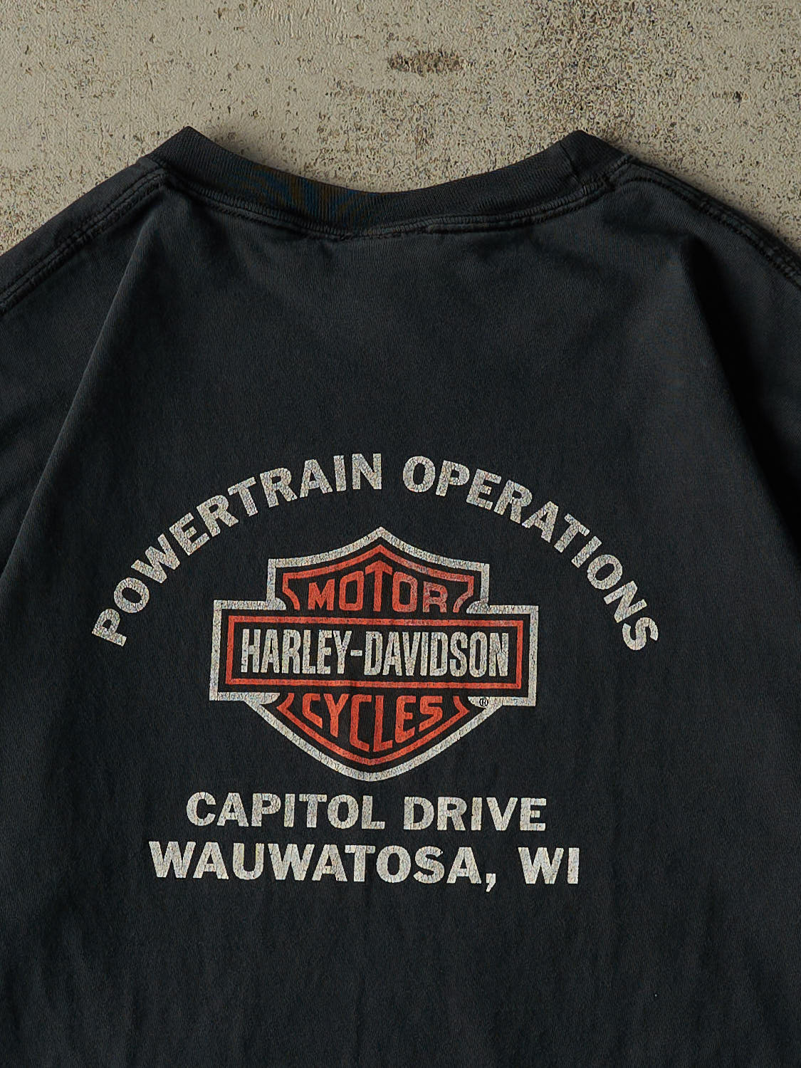 Vintage 03' Faded Black Harley Davidson Wauwatosa WI Tee (L)