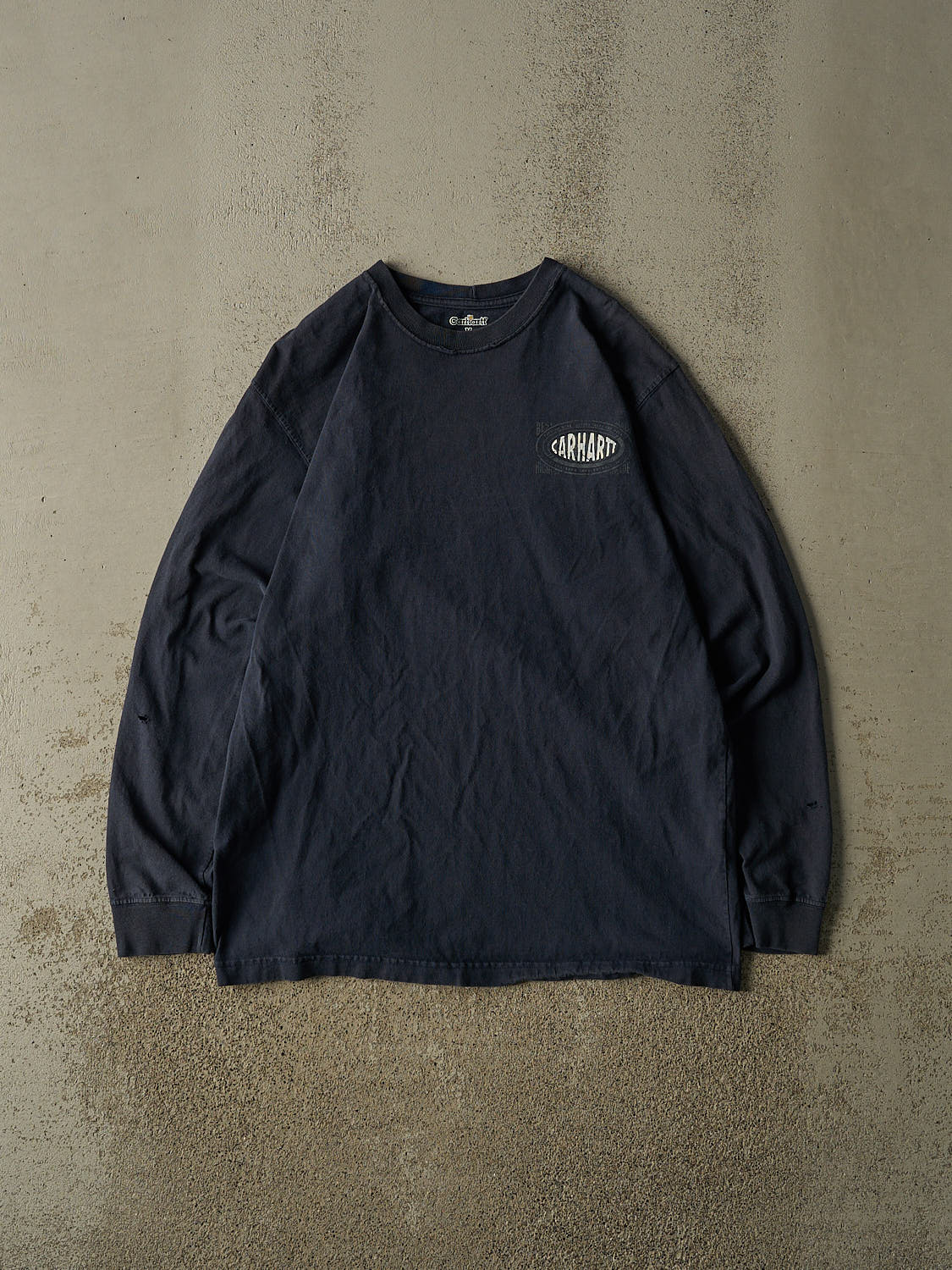Vintage Y2K Navy Blue Carhartt Logo Long Sleeve (M/L)