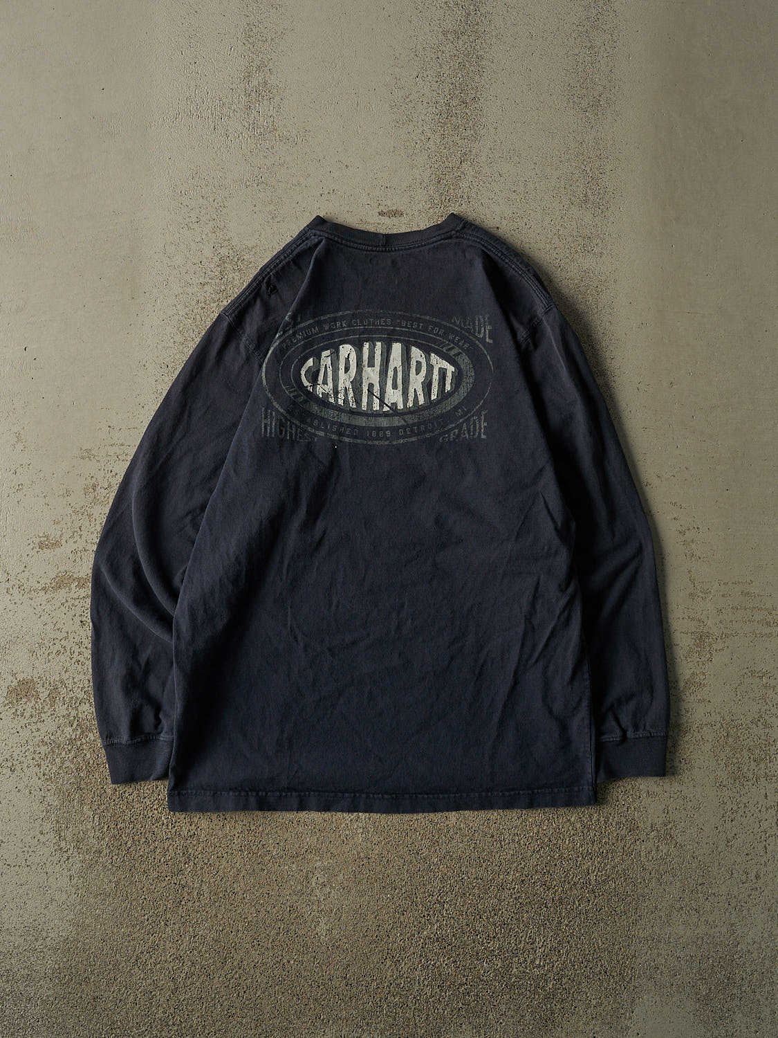 Vintage Y2K Navy Blue Carhartt Logo Long Sleeve (M/L)
