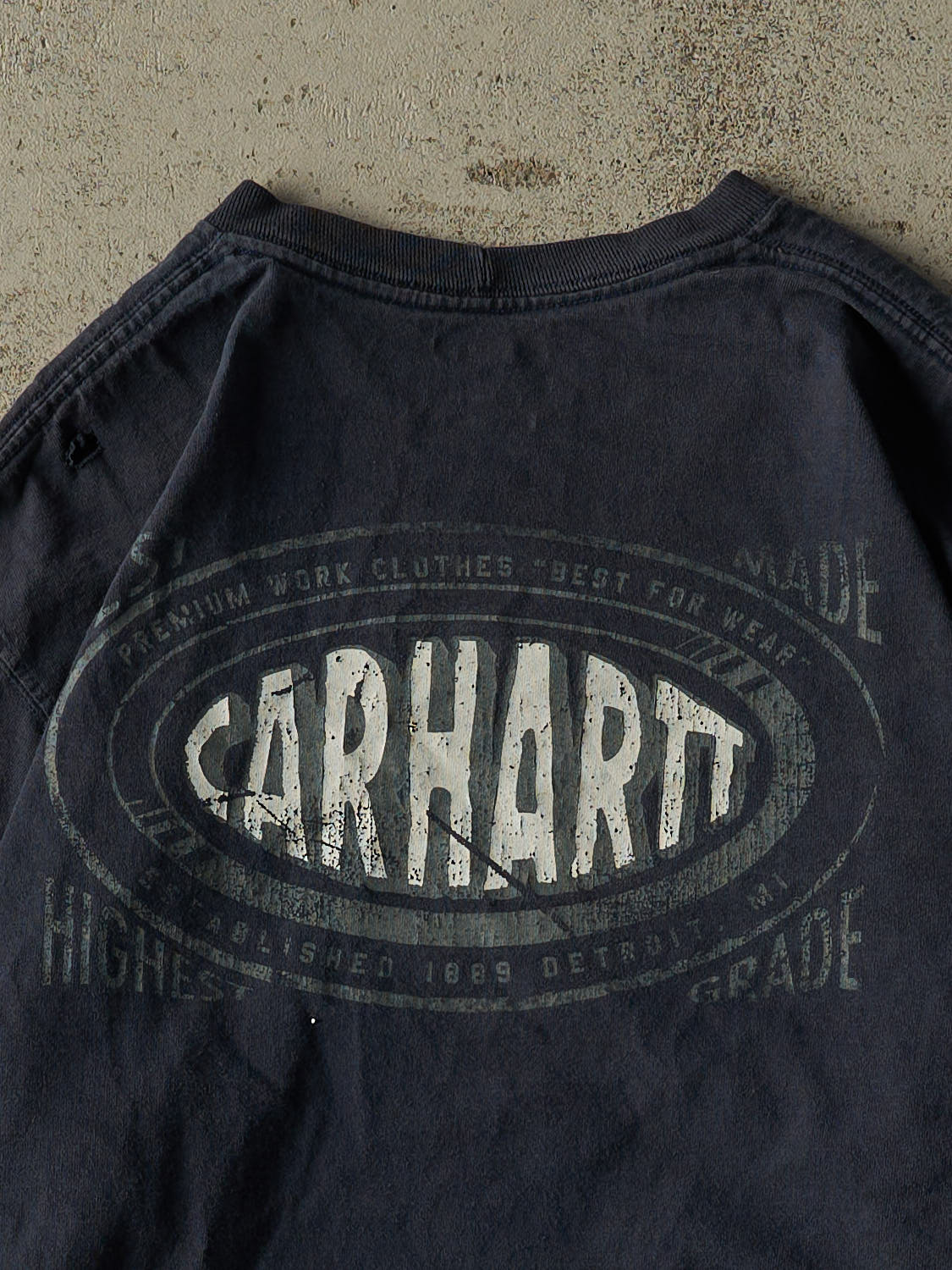 Vintage Y2K Navy Blue Carhartt Logo Long Sleeve (M/L)