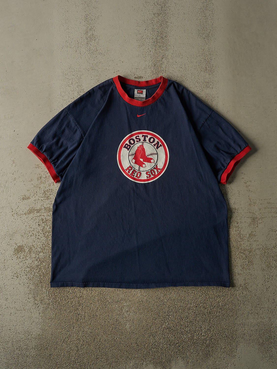 Vintage Y2K Navy Blue Nike Boston Red Sox Ringer Tee (XL/XXL)