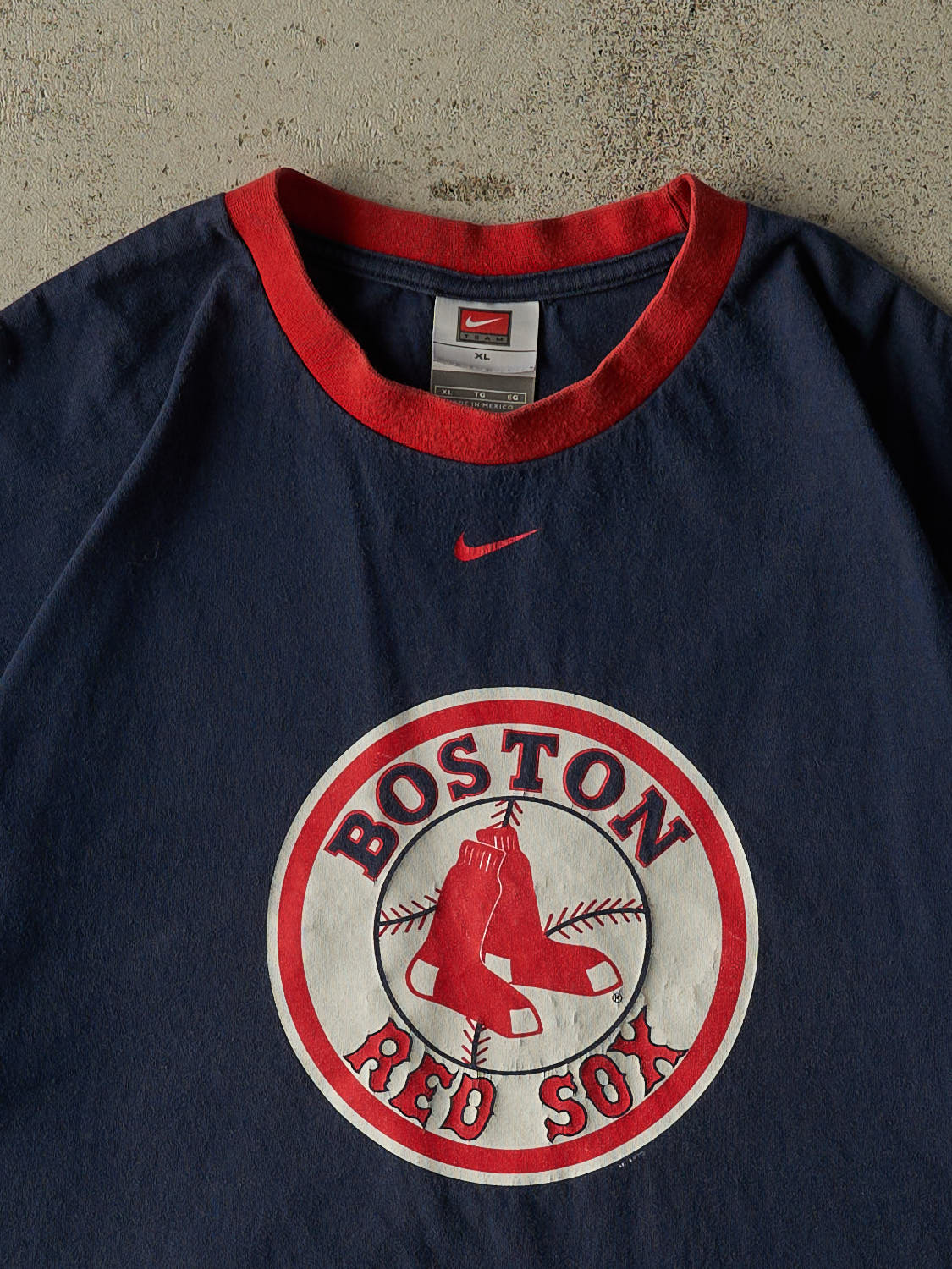 Vintage Y2K Navy Blue Nike Boston Red Sox Ringer Tee (XL/XXL)