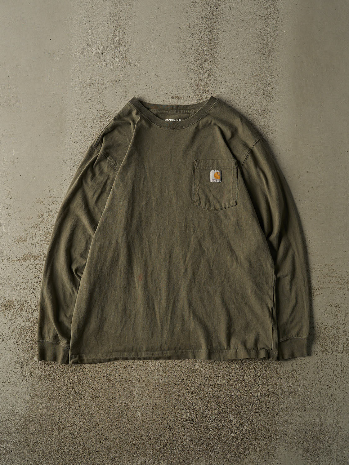 Vintage Y2K Green Carhartt Pocket Long Sleeve (L/XL)