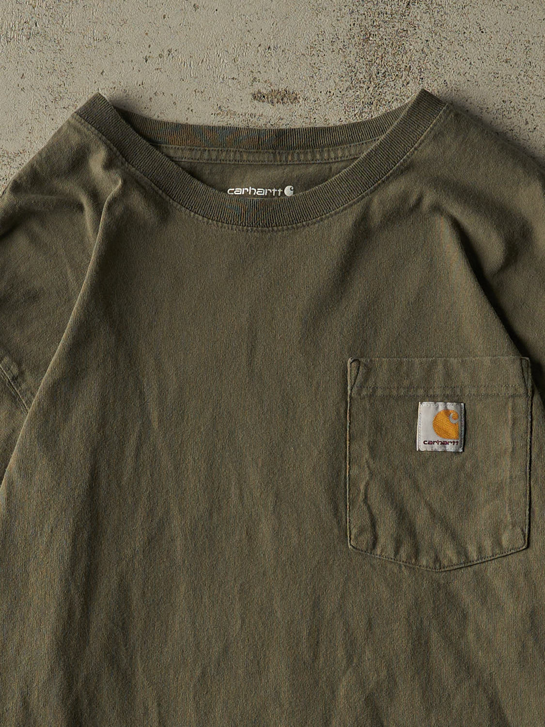 Vintage Y2K Green Carhartt Pocket Long Sleeve (L/XL)