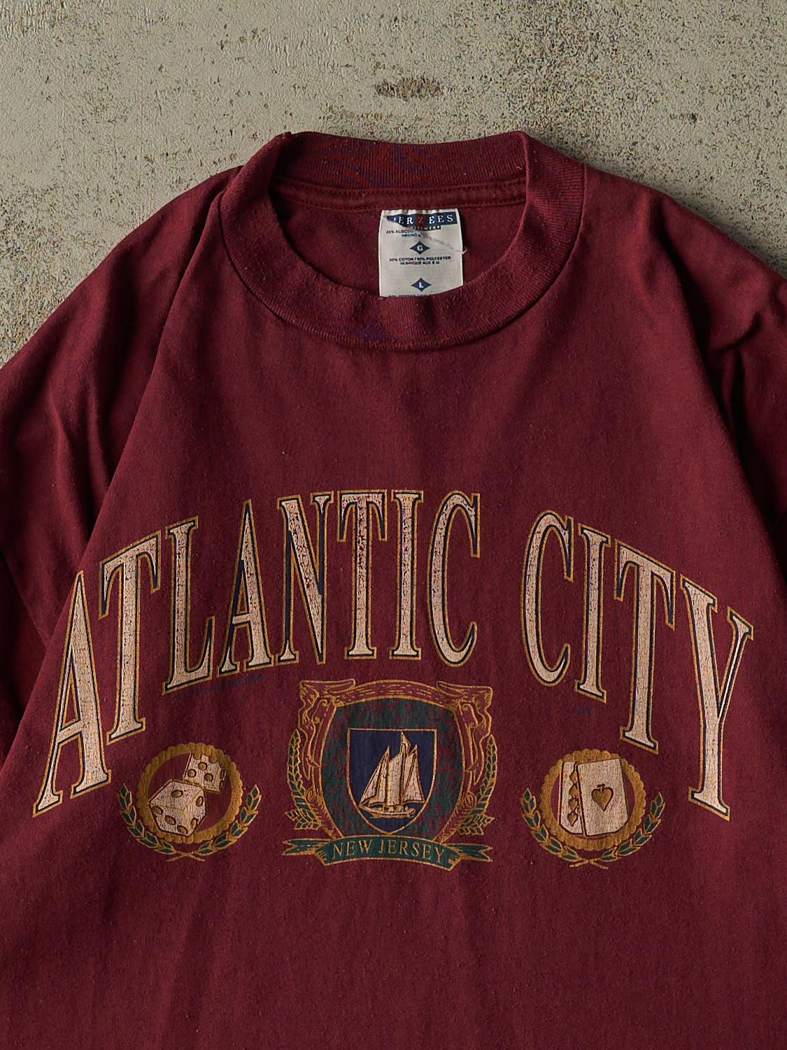 Vintage 90s Red Atlantic City New Jersey Tee (L)