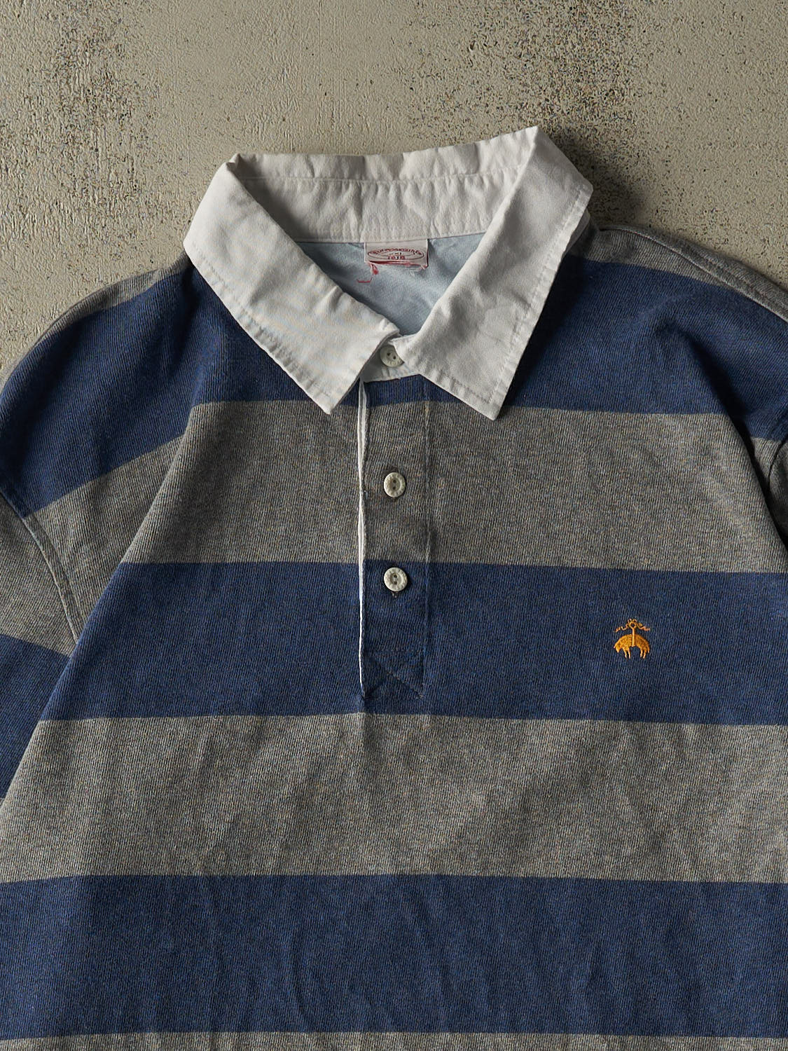 Vintage Y2K Grey Rugby Striped Long Sleeve (XXL)