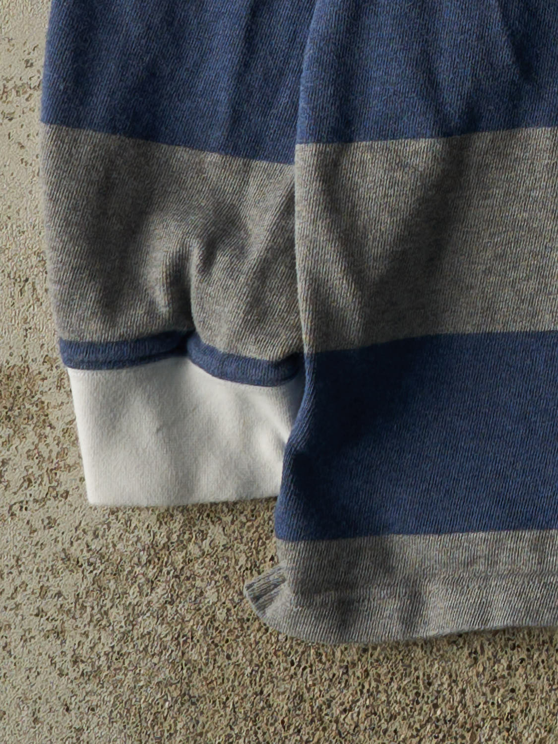 Vintage Y2K Grey Rugby Striped Long Sleeve (XXL)