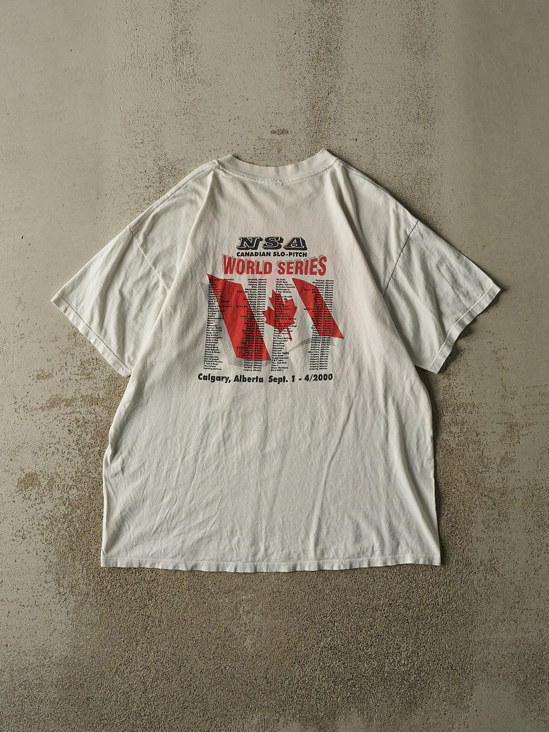 Vintage 00' White NSA Canadian Slo-Pitch Tee (L)