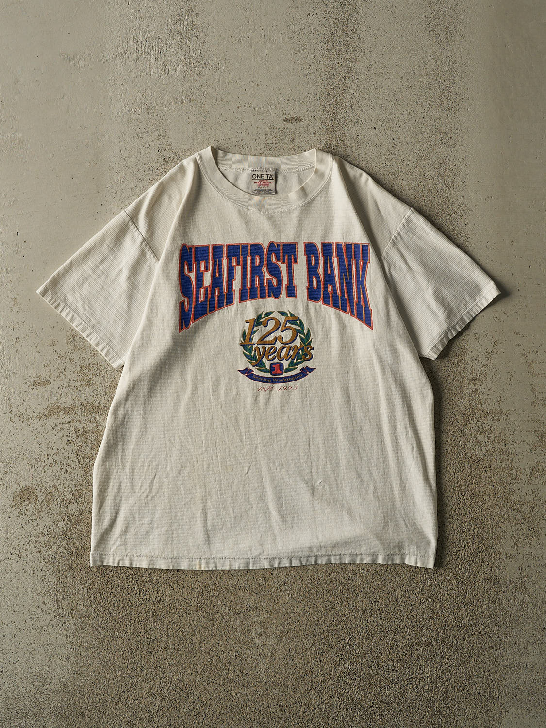 Vintage 95' White Seafirst Bank Tee (L)