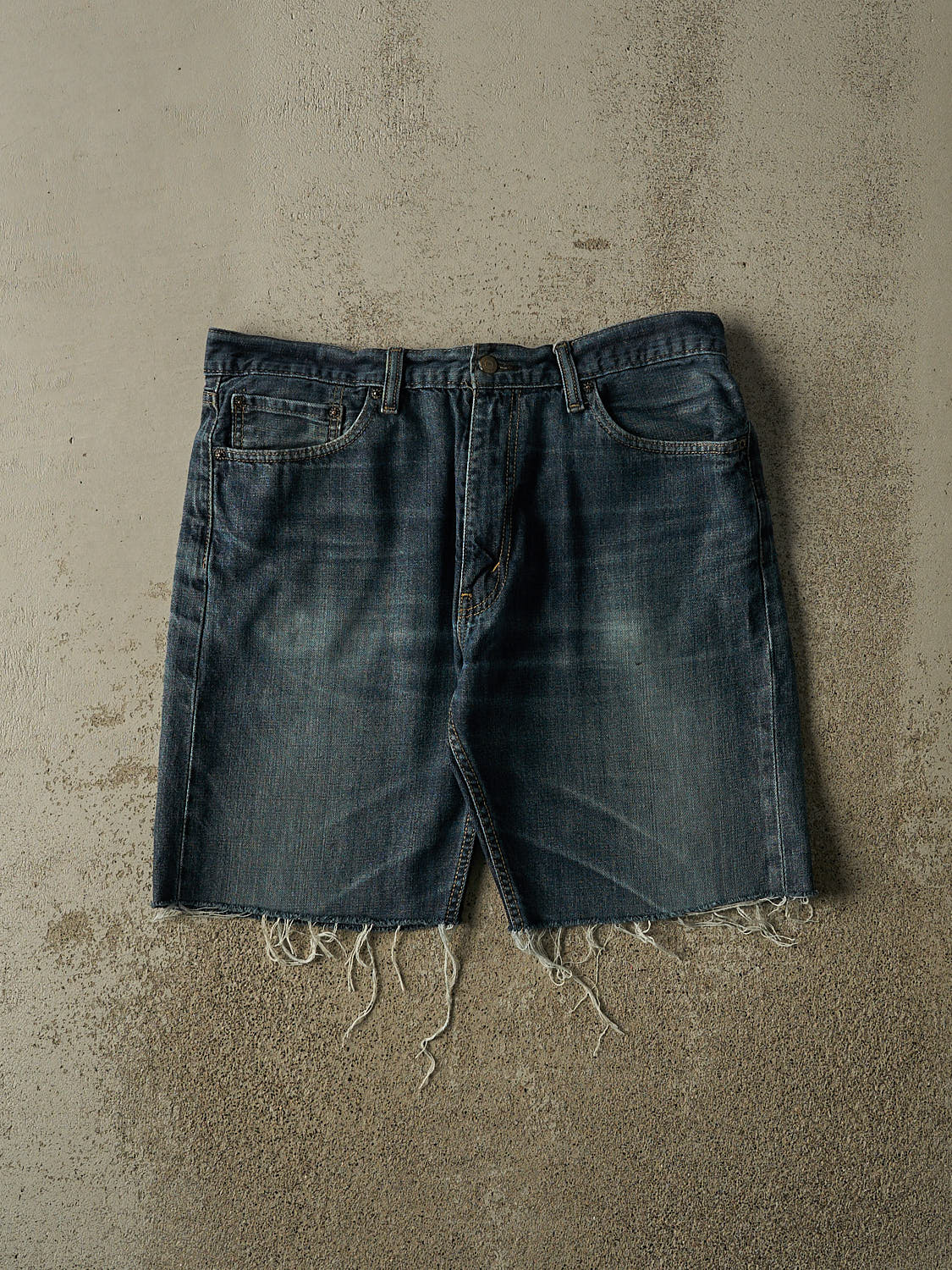 Vintage Y2K Dark Wash Levi's Cut Off Jean Shorts (37x9.5)