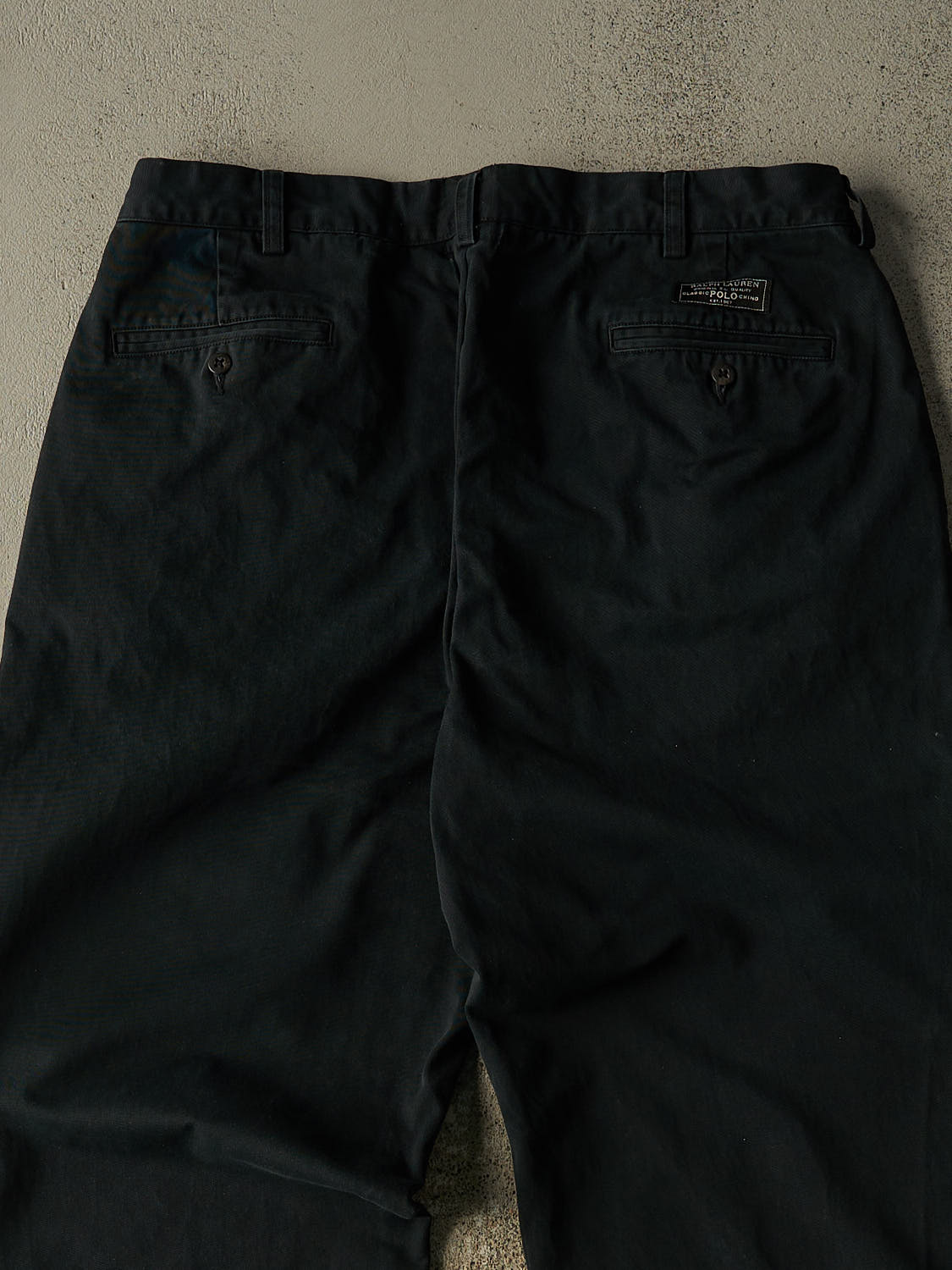 Vintage 90s Faded Black Polo Pleated Chino Pants (35x30.5)