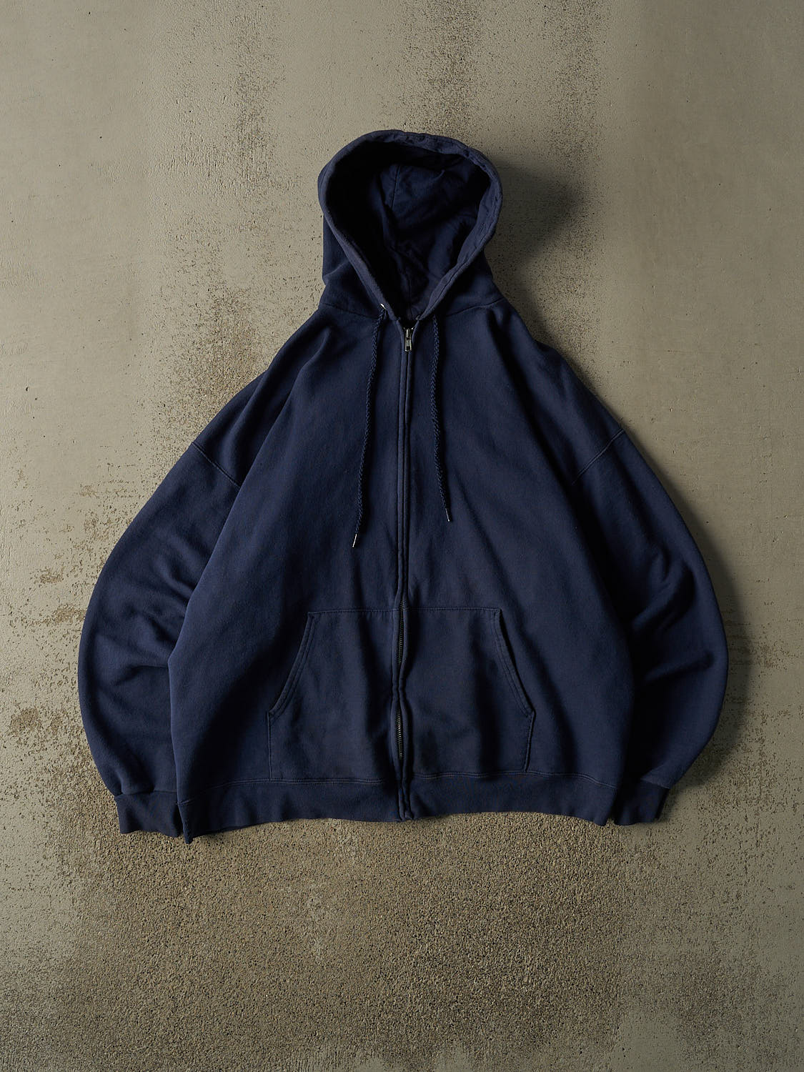 Vintage 90s Navy Blue Blank Zip Up Hoodie (XL)