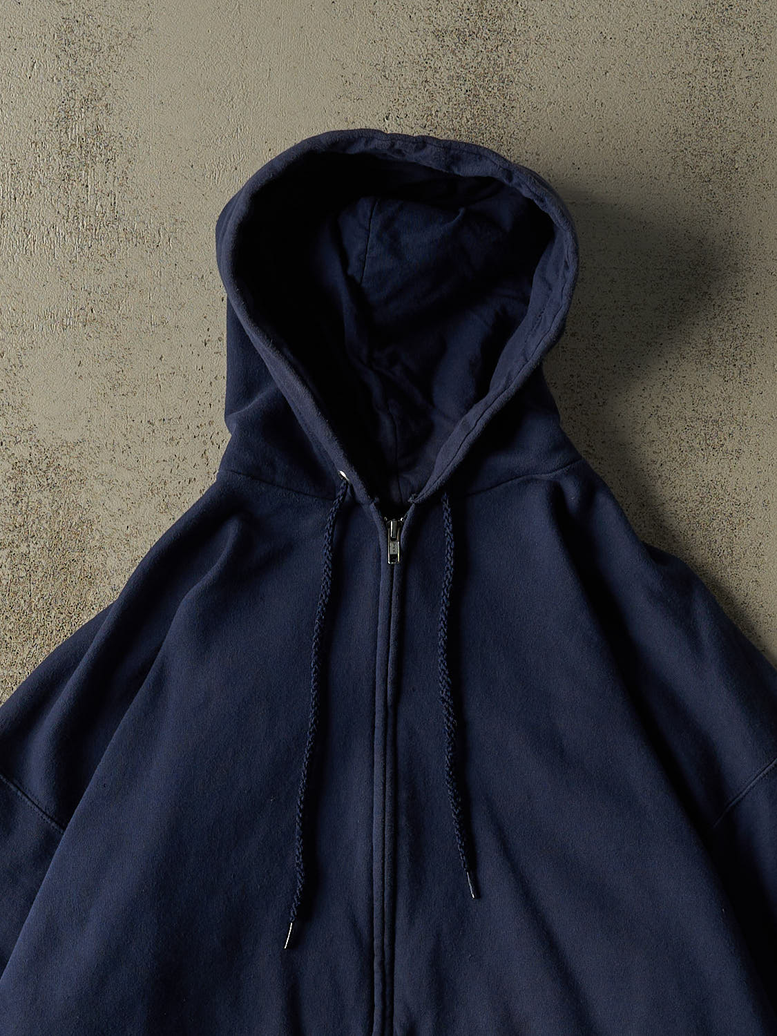 Vintage 90s Navy Blue Blank Zip Up Hoodie (XL)