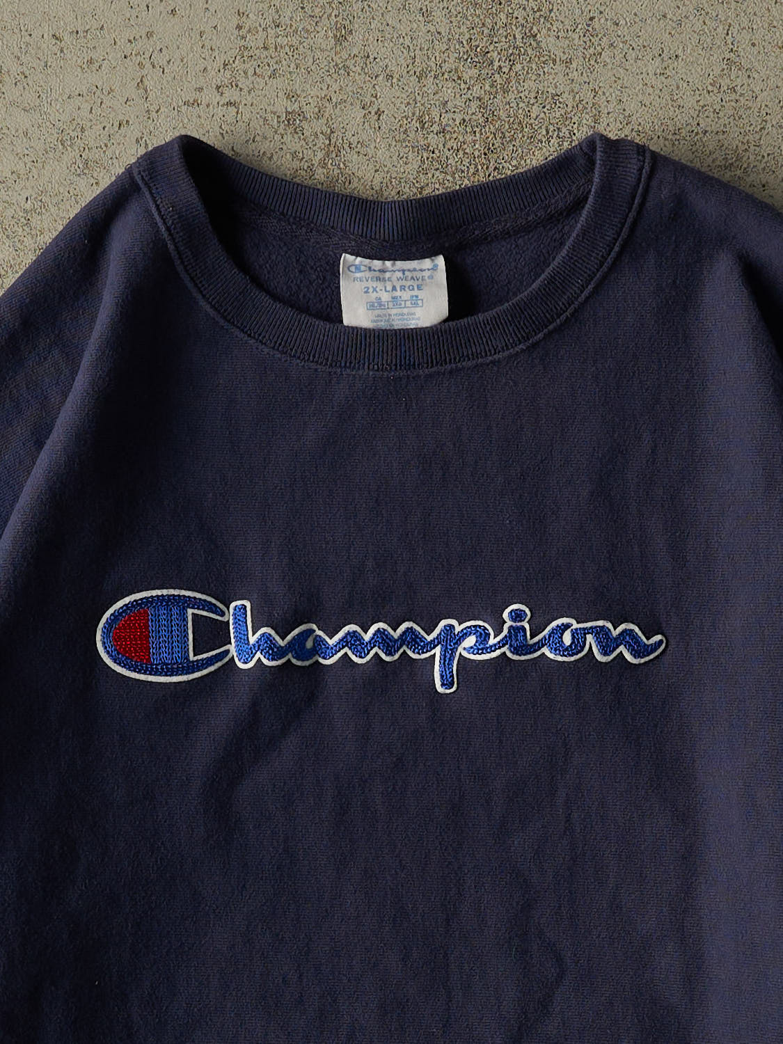 Vintage Y2K Navy Blue Champion Reverse Weave Crewneck (L/XL)
