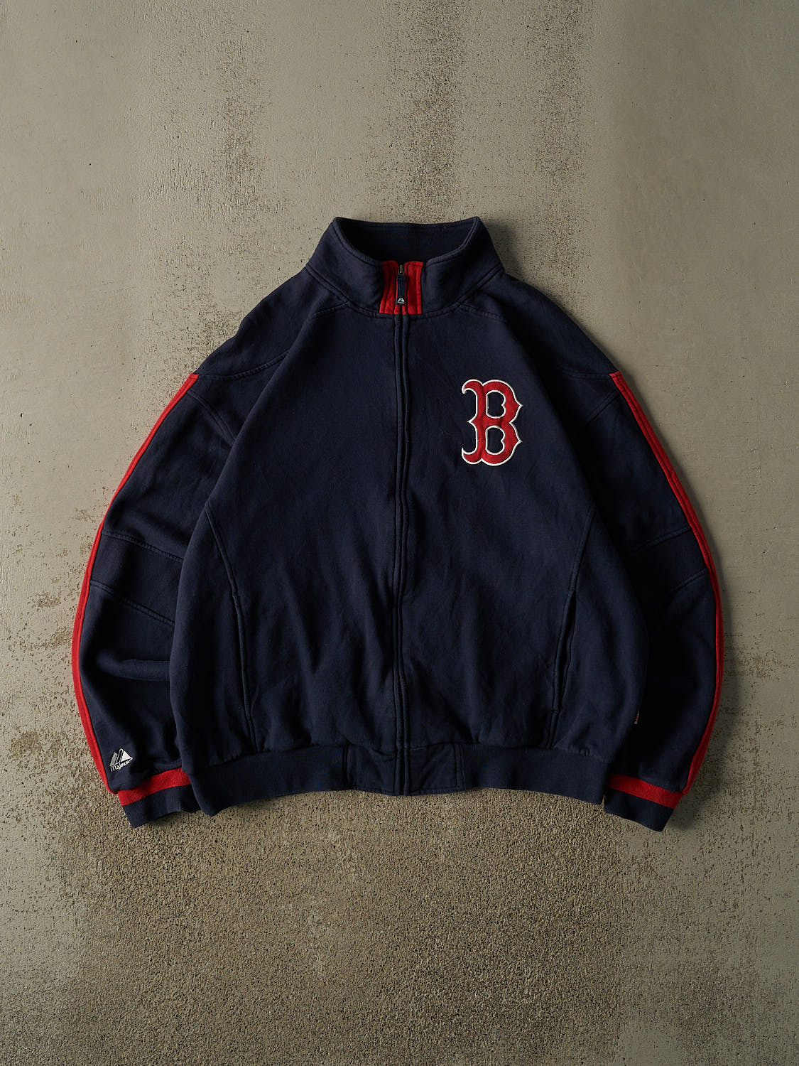 Vintage Y2K Navy Blue Boston Red Sox Zip Up Sweater (XL)