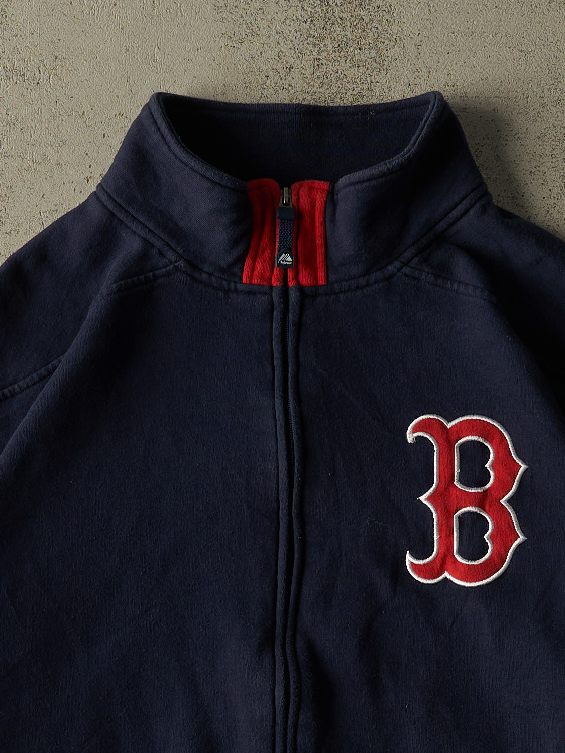 Vintage Y2K Navy Blue Boston Red Sox Zip Up Sweater (XL)