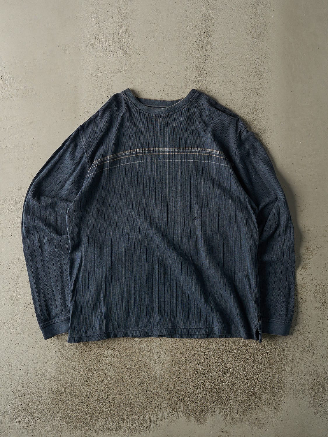 Vintage Y2K Blue Striped Knit Long Sleeve (XL)