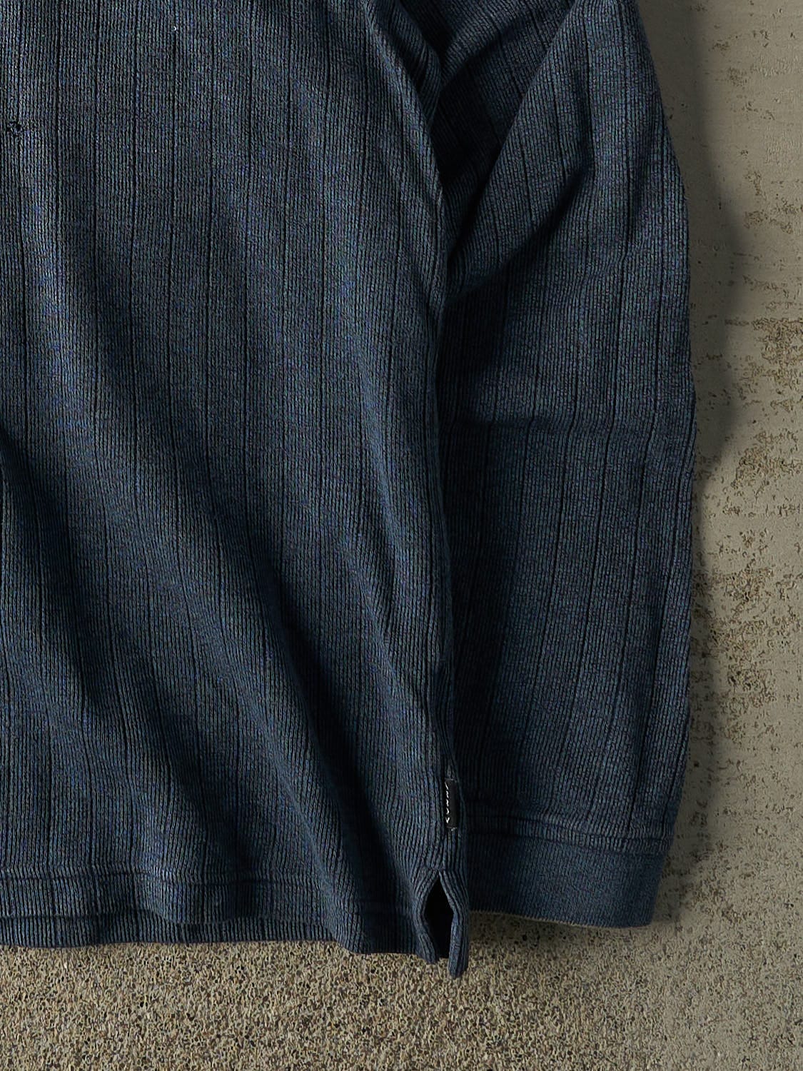 Vintage Y2K Blue Striped Knit Long Sleeve (XL)