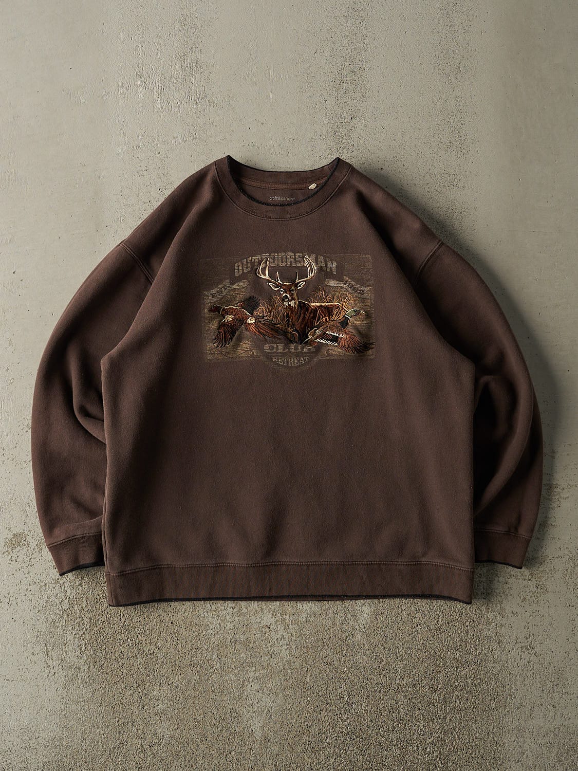Vintage Y2K Brown Outdoorsman Embroidered Crewneck (XL)