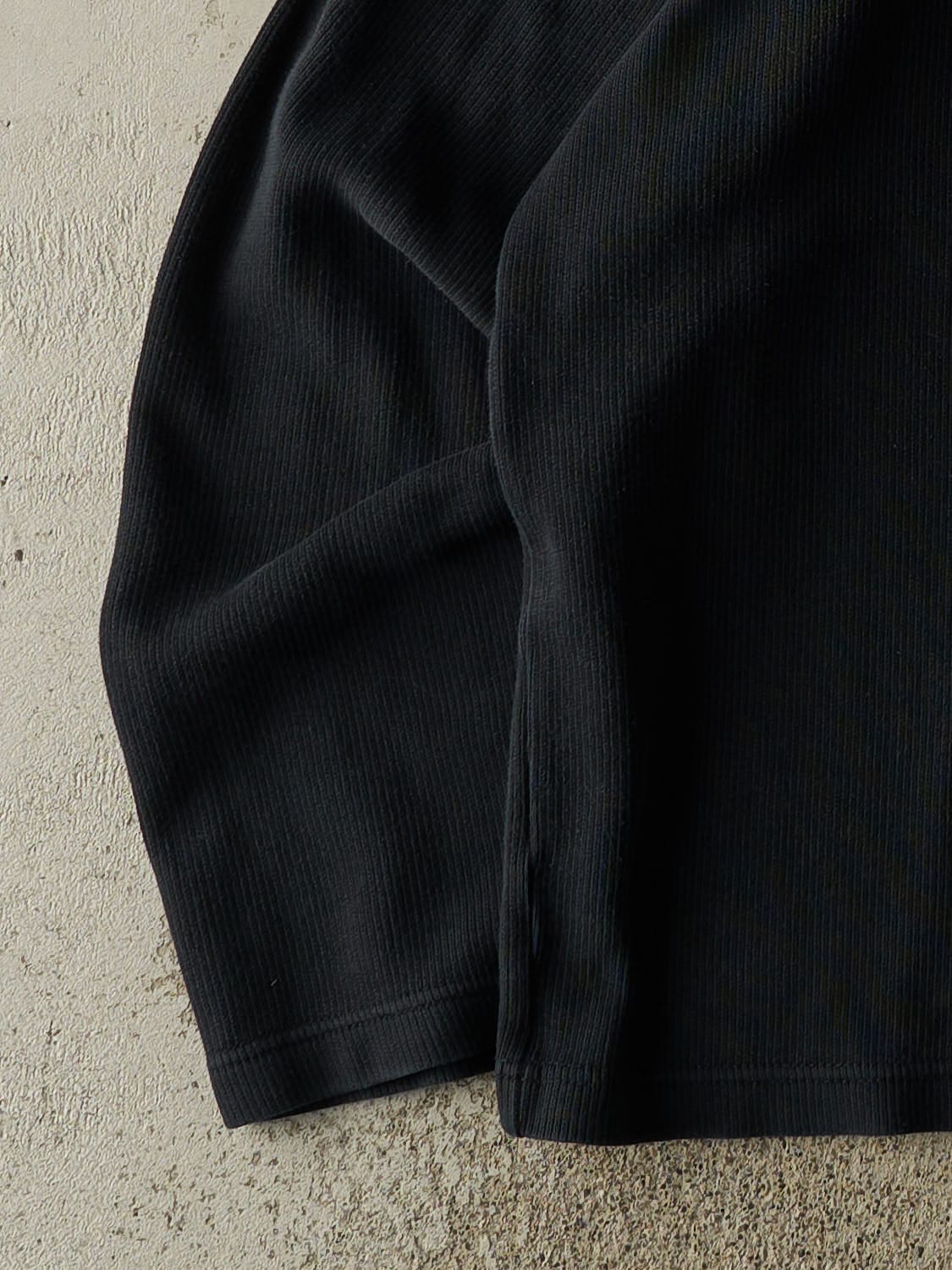 Vintage Y2K Charcoal Grey & Navy Knit Long Sleeve (L/XL)