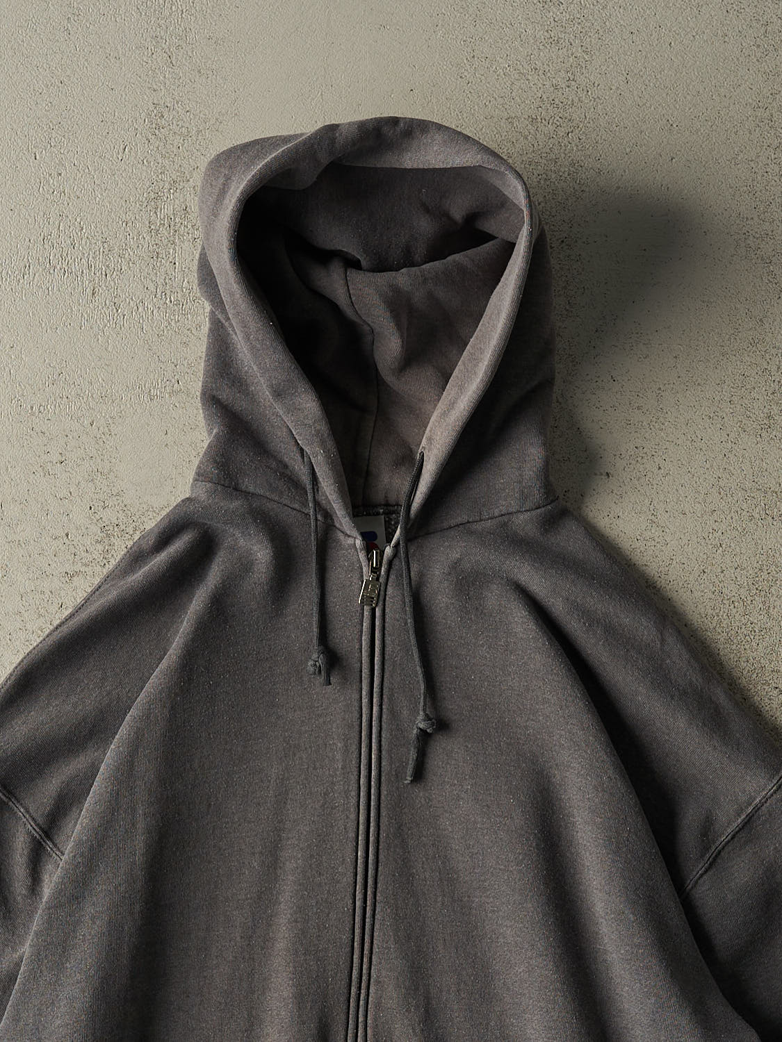 Vintage 90s Charcoal Grey Russell Athletic Zip Up Hoodie (XL)