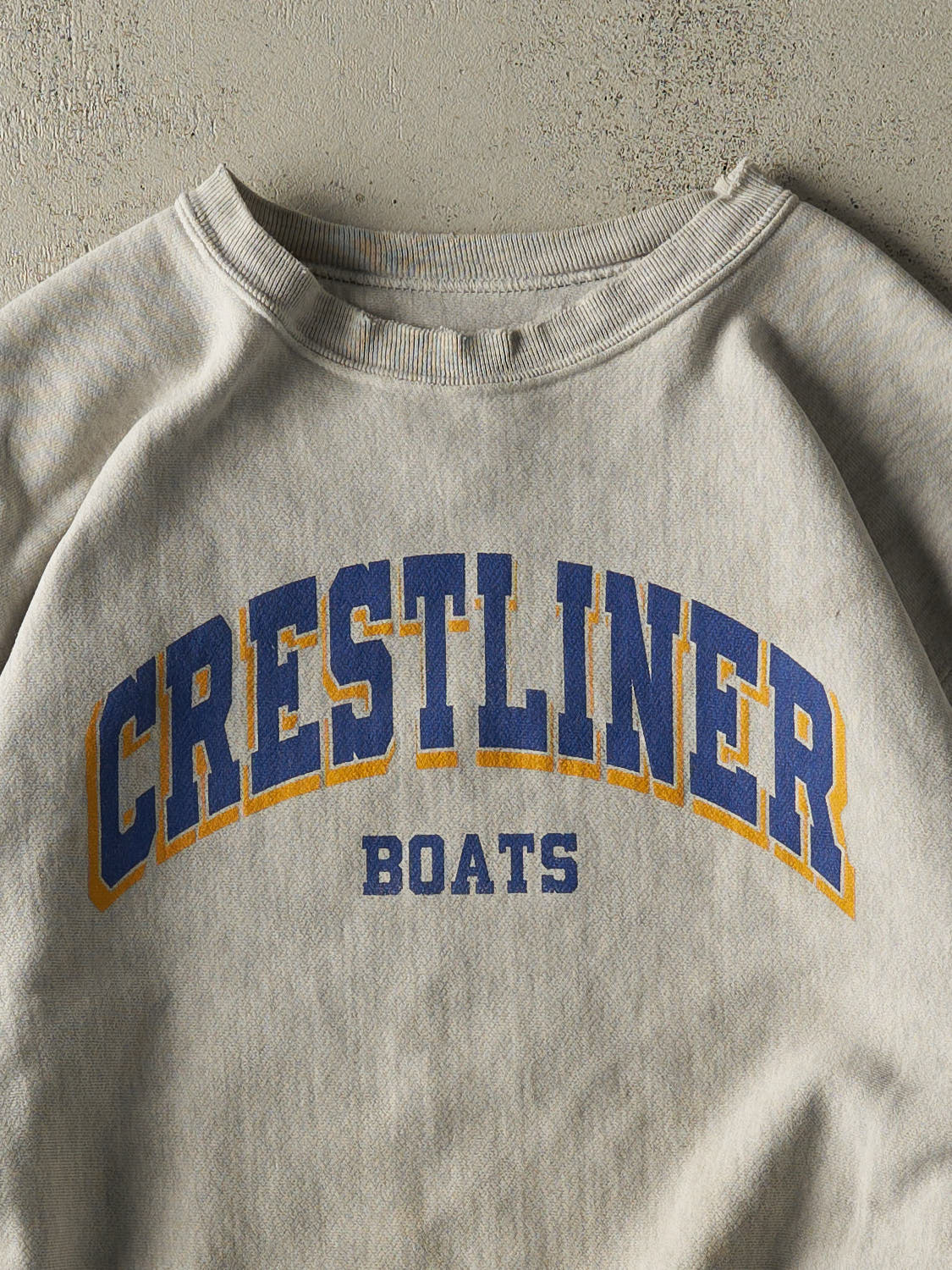 Vintage 90s Heather Grey Crest Liner Boats Champion Reverse Weave Crewneck (L)