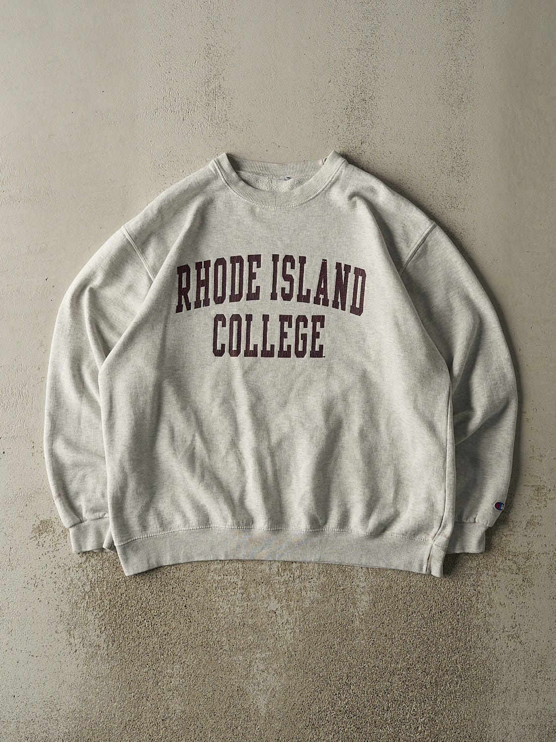Vintage 90s Heather Grey Rhode Island College Crewneck (L/XL)