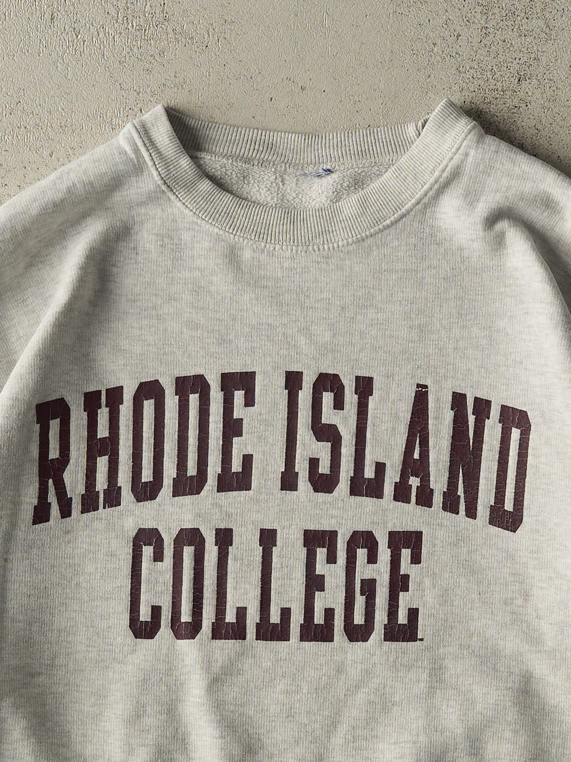Vintage 90s Heather Grey Rhode Island College Crewneck (L/XL)