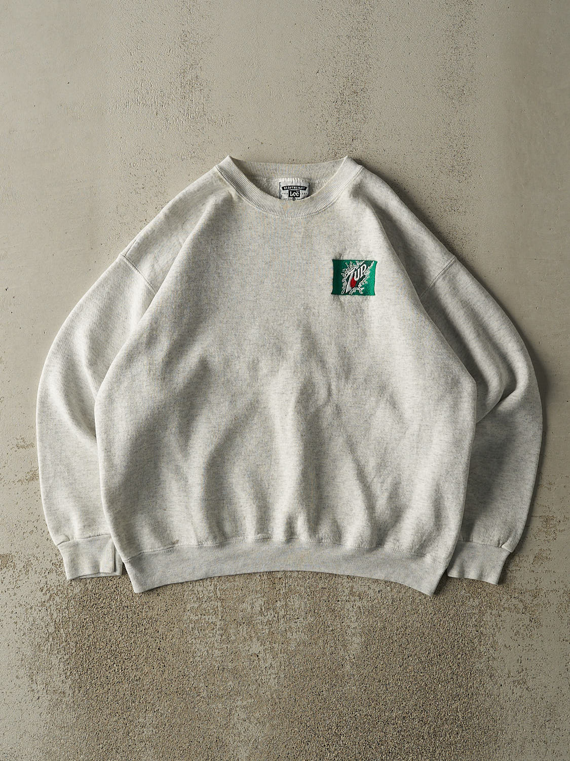 Vintage 90s Heather Grey 7Up Embroidered Crewneck (L/XL)