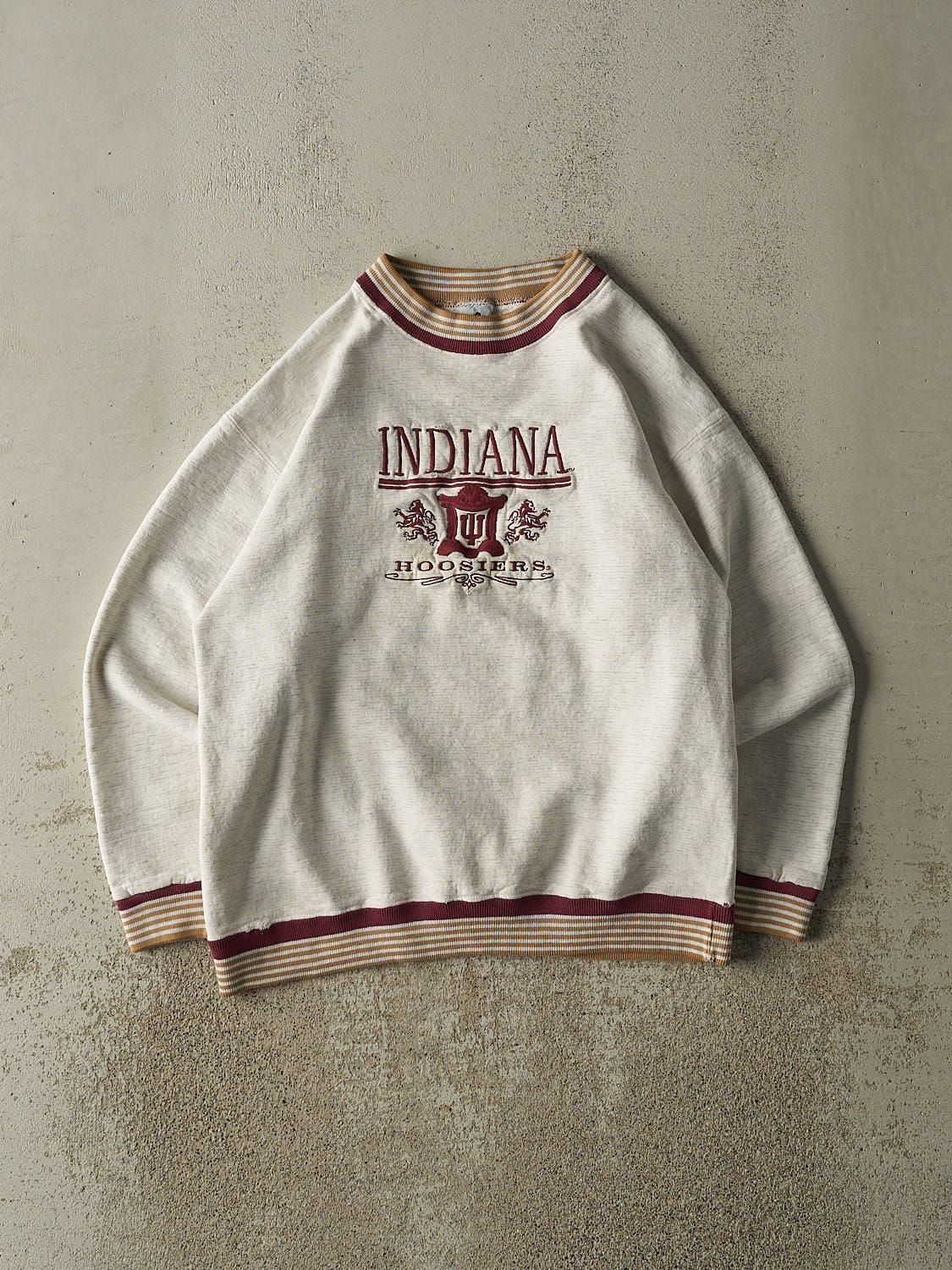 Vintage 80s Heather Grey University of Indiana Embroidered Crewneck (M/L)