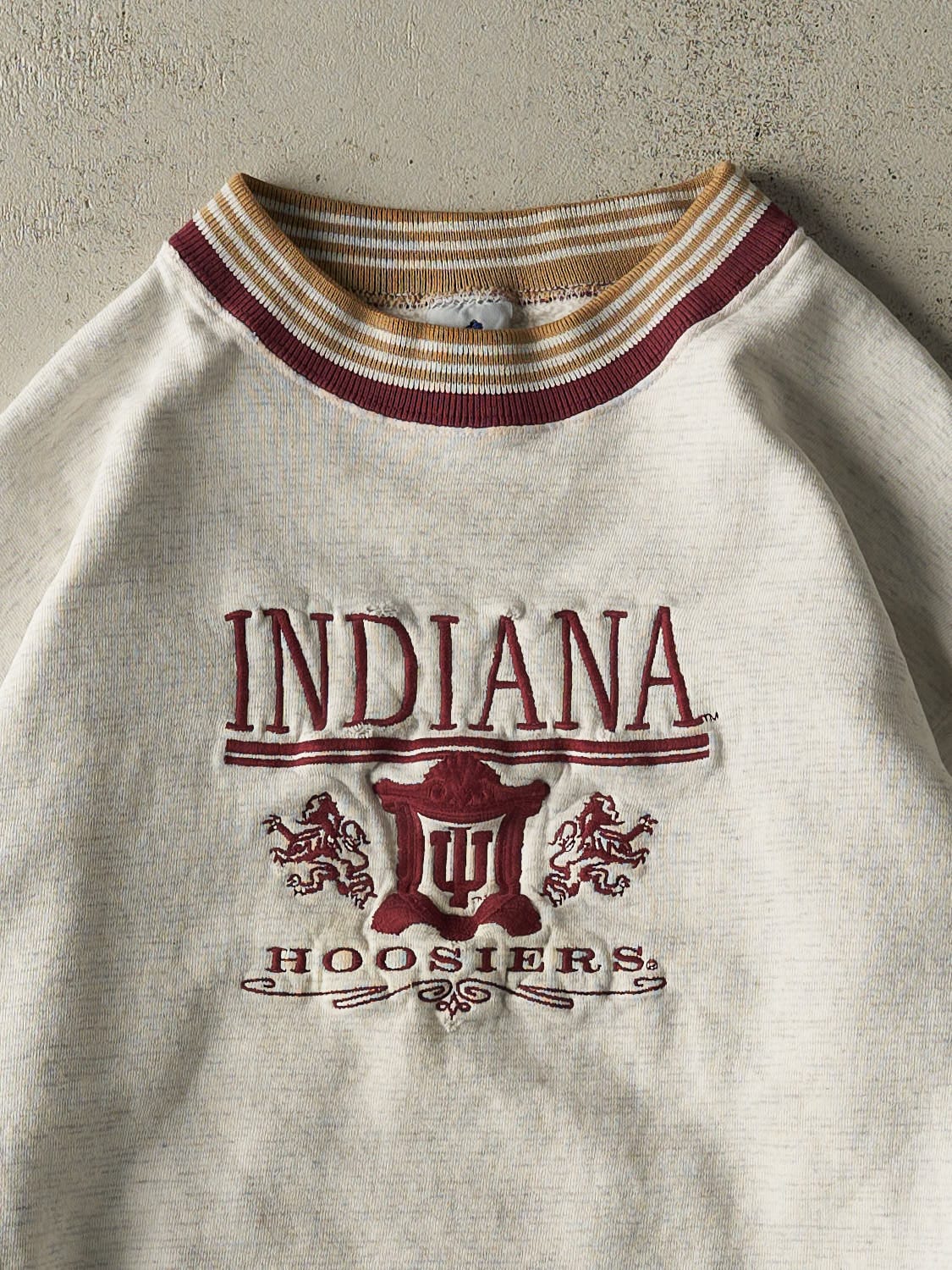 Vintage 80s Heather Grey University of Indiana Embroidered Crewneck (M/L)
